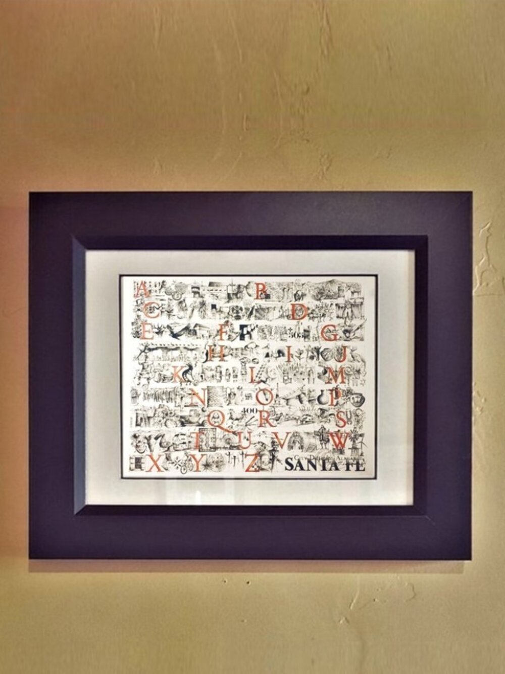 Medium Format Santa Fe Alphabet, Hand Illustrated, Hand Tinted, Numbered &Framed